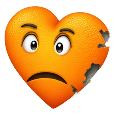  broken orange colored heart  sticker