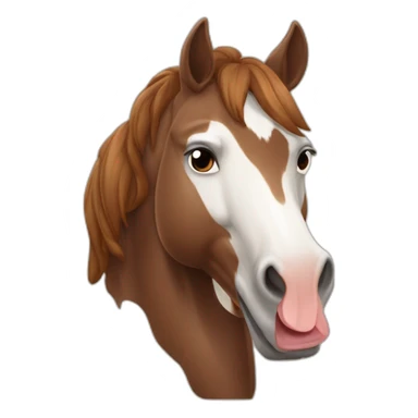 Gros cheval marron avec une crinière marron et des patte avec des balsane blanche sticker