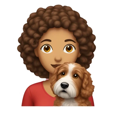 Hispanic woman with a red goldendoodle sticker