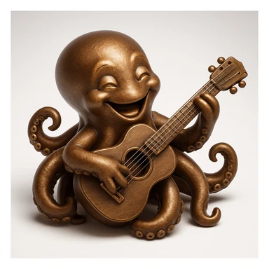 happy octopus with multiple arms playing guitar sticker