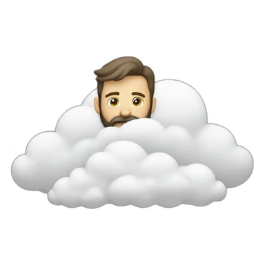 a man with a beard and a big cloud in front of his face sticker