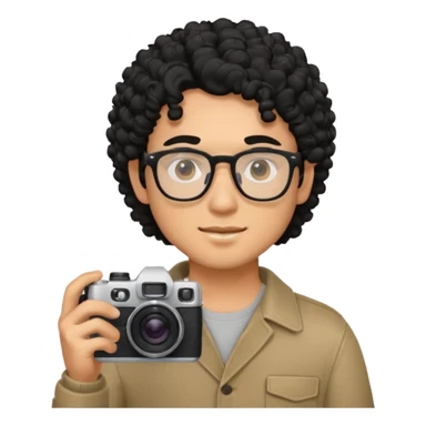 guy with black curly hair, holding camera, wearing glasses



















 sticker