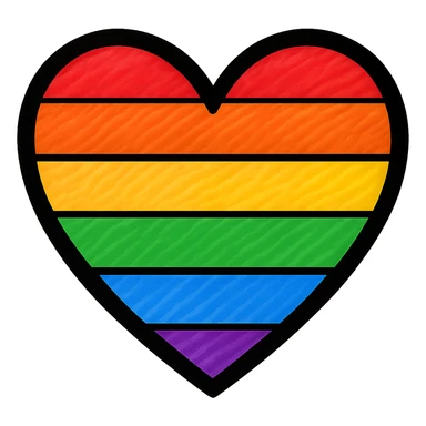 simple and bold heart in rainbow pride colors, no text sticker