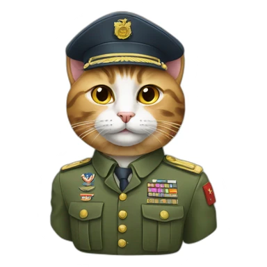 cat in military uniform on keyboard sticker