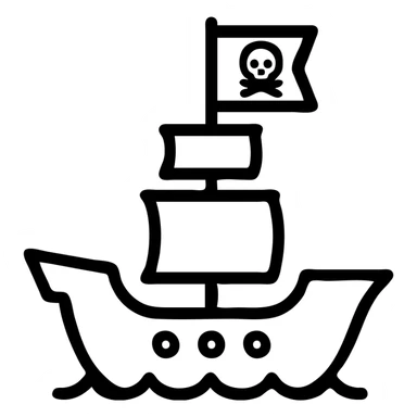pirate ship, simple icon style, clean lines, minimal detail sticker