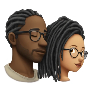Black man with dreads covering face kissing latin girl glasses sticker