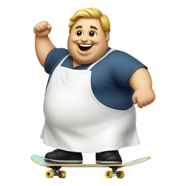 fat guy skateboarding in an apron sticker