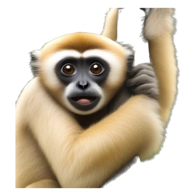 gibbon qui fait un calin a un sotalia sticker