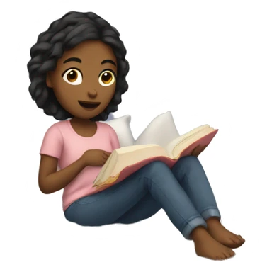 A girl reading books on her bed  sticker