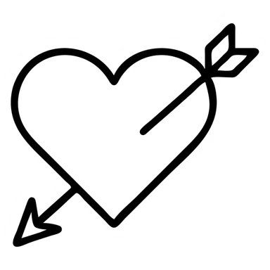 love icon, heart with arrow, outlined icon style sticker