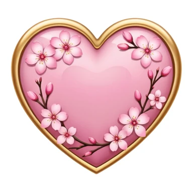 heart with sakura and gold accents sticker
