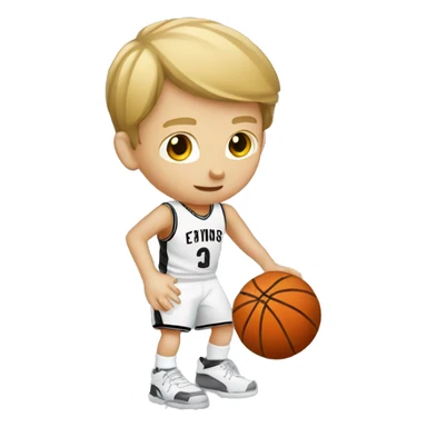 white kid dribbling a basketball sticker