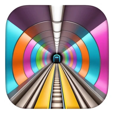 bright colorful underground metro tunnel with visible train, no text sticker