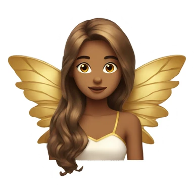 big wings, Beautiful, fairy, gold, brown, long hair sticker