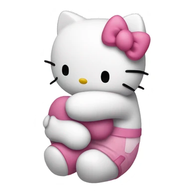 Hello kitty hugging plusheen  sticker