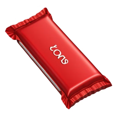 Chocolate candy bar with a red wrapper on it sticker