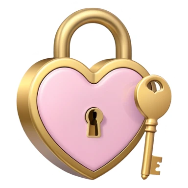 Pastel heart-shaped lock and key sticker