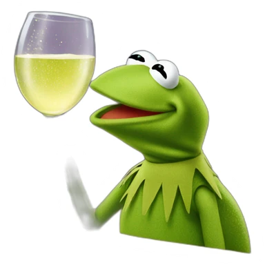 kermit frog drinking sparkling wine sticker