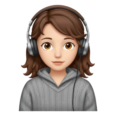 Я хочу дівчину з світлою шкірою корисним волоссям коричне вими очима і з навушниками і в теплому одязі і кучеряве не дуже  sticker