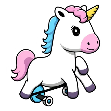playful unicorn riding a donkey sticker