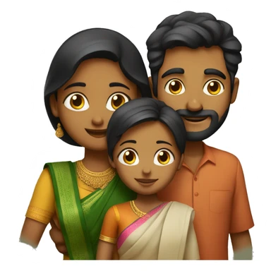 Indian Tamil husband and wife with 8 year old girl and 2 year old boy sticker