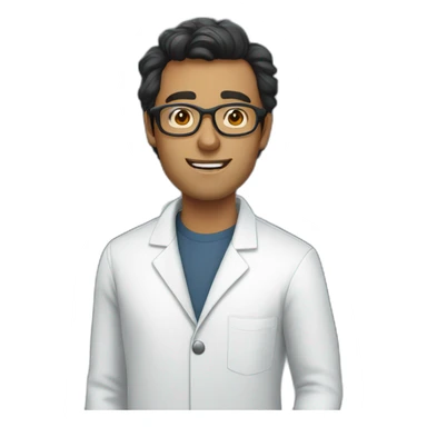 White man dark hair wearing glasses in a chemistry lab  sticker