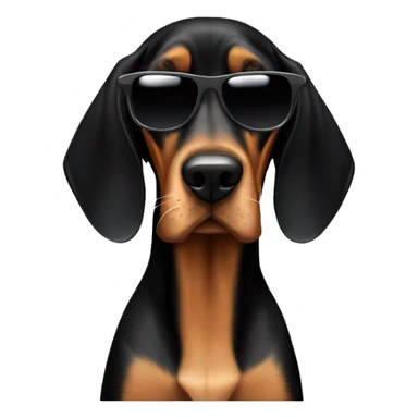 Black and tan coonhound with sunglasses sticker