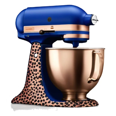 Realistic royal blue kitchenaid mixer decorated in rose gold and black leopard print spots sticker