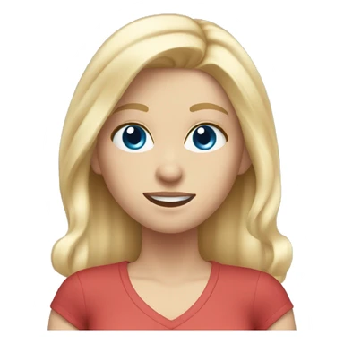 blonde white girl with blue eyes brushing her hair sticker