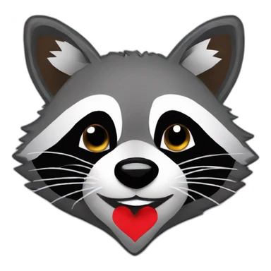 A racoon in pixel art style, showing love with hearts around him sticker