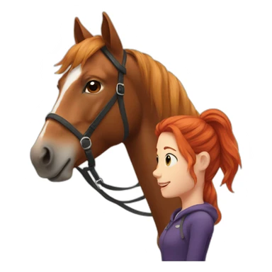 Horse with spots next to a red-haired girl sticker