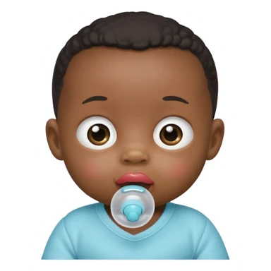 Black baby using pacifier blushing binky sticker