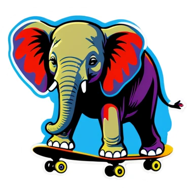 Elephant skateboarding sticker