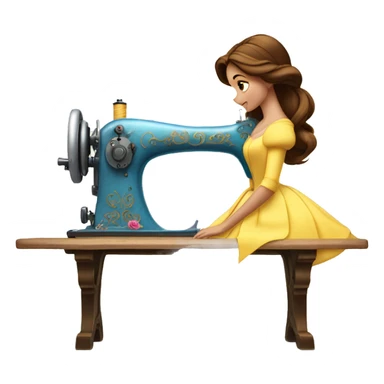 Belle from beauty and beast sewing on sewing machine sticker