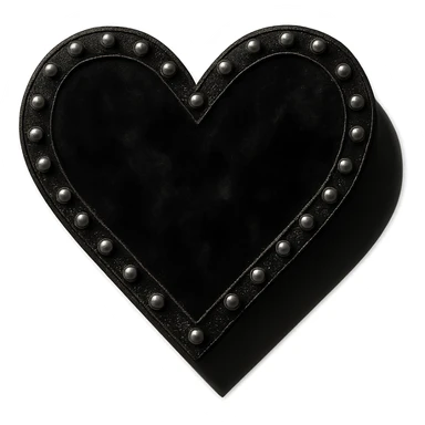 goth heart, black velvet texture, silver studs, dramatic shadows, no background sticker