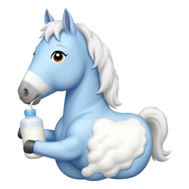 A cartoon horse holding johnson baby sticker