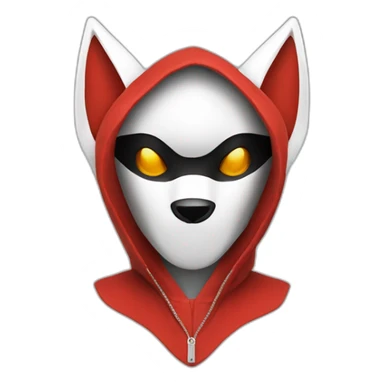 Hacker with Japanese red, black, white kitsune mask sticker
