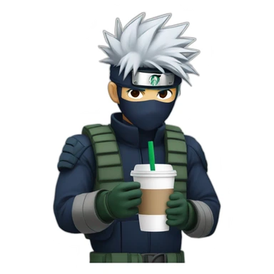kakashi drinks starbucks sticker