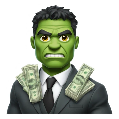 Hulk in business suit holding money  sticker