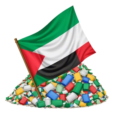 Create a flag of Palestine on garbages  sticker