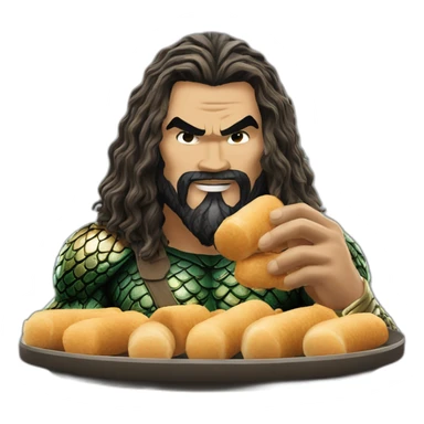 Aquaman Momoa eats rolls sticker