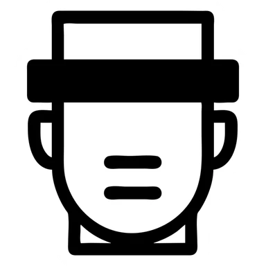 Make the head more blocky, like a Roblox logo, keep the minimal face and black censor bar over the eyes, outline style, with no background. sticker