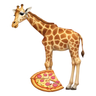 giraffe eating pizza with pink dress on sticker