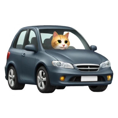 cat driving car sticker