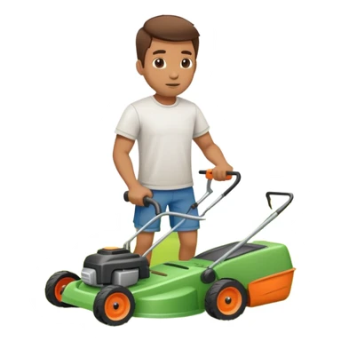 Man mäht Rasen mit rasenmäher sticker