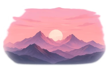 pink sunset over mountains sticker