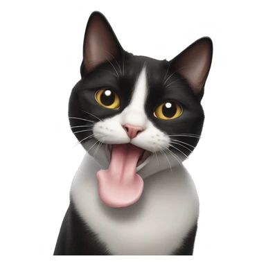 tuxedo cat sticking out tounge in a freaky way sticker