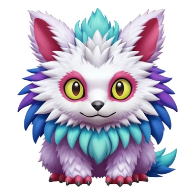  lush cozy warm-colored colorful cyber-Fakémon-Digimon-Trico-creature sticker