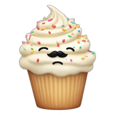 Cute vanilla Cupcake with moustaches and sprinkles  sticker