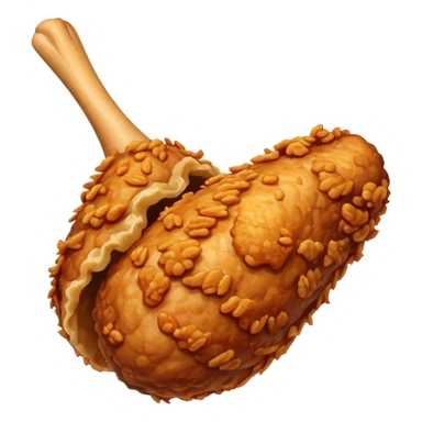 crispy fried chicken drumstick, golden-brown, light texture detail, isolated on white sticker